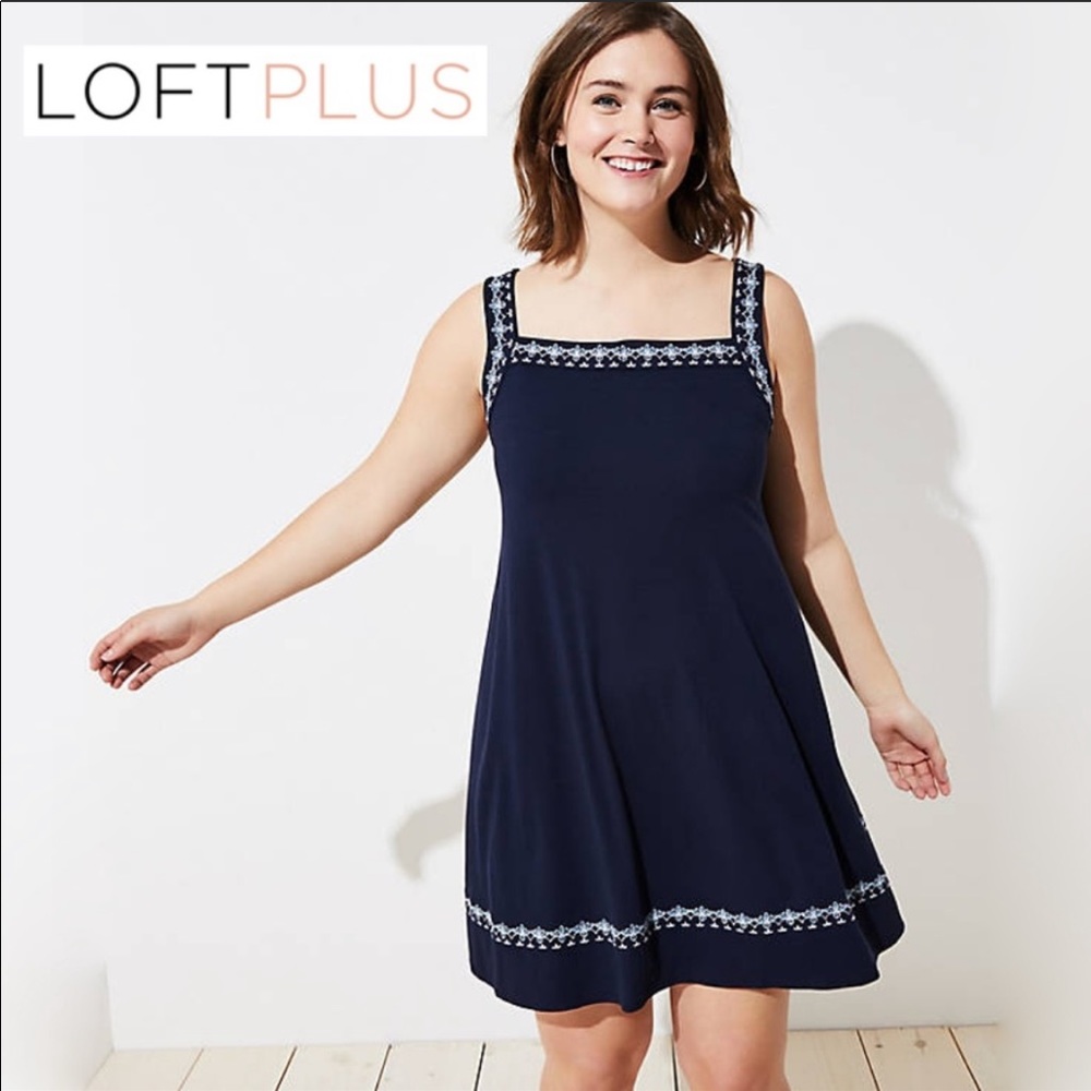 Loft Plus Embroidered Criss Cross Back Dress 20/22